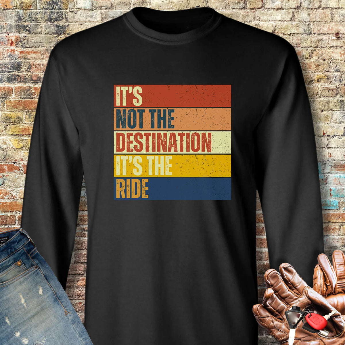 It's Not The Destination (Block) Long Sleeve T-Shirt - Black