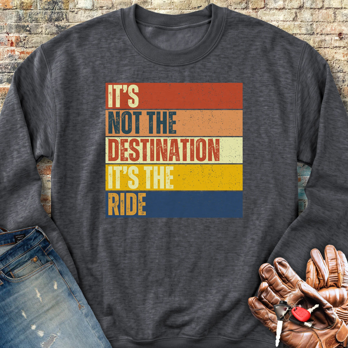 It's Not The Destination (Block) Sweatshirt - Dark Heather