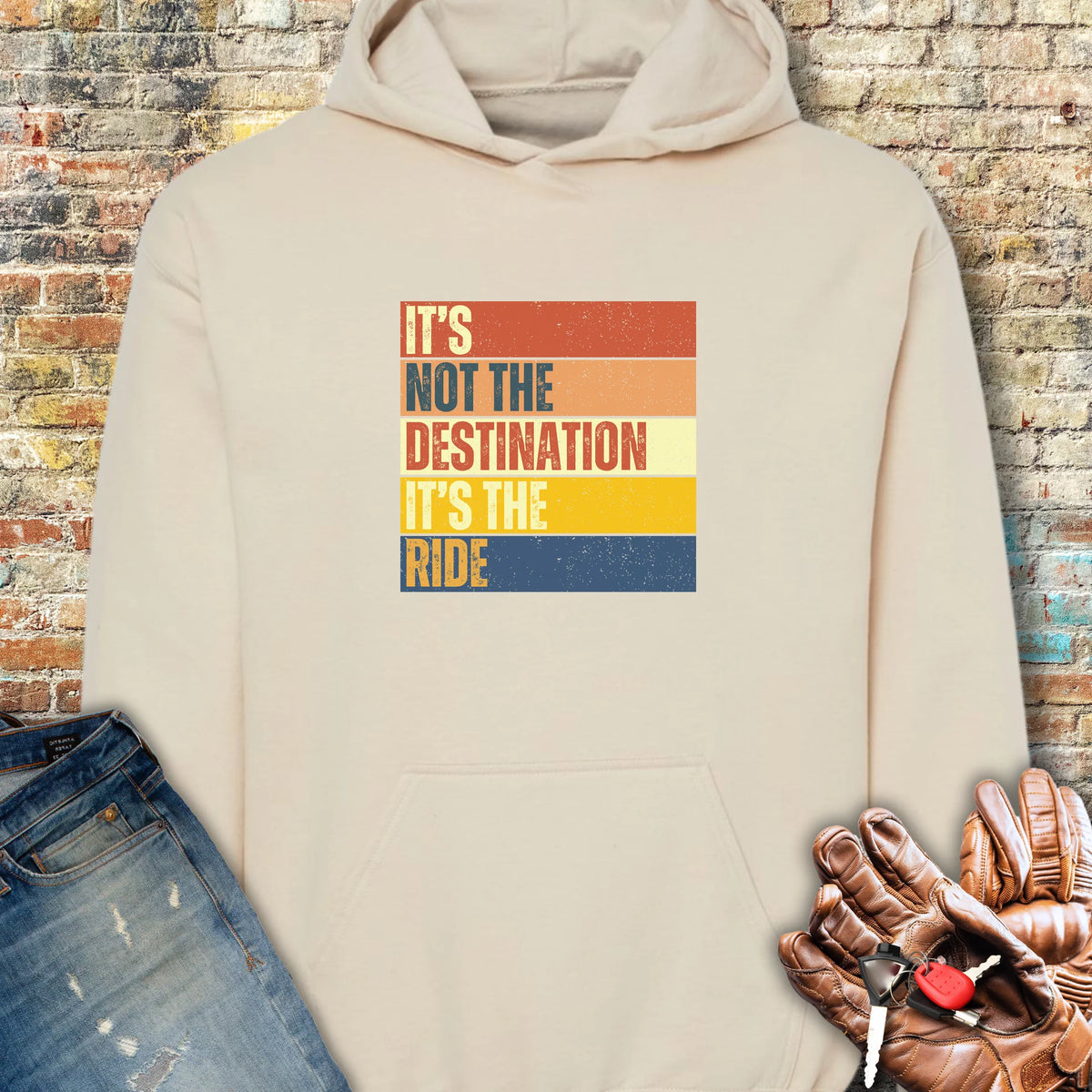 It's Not The Destination (Block) Hoodie - Sand