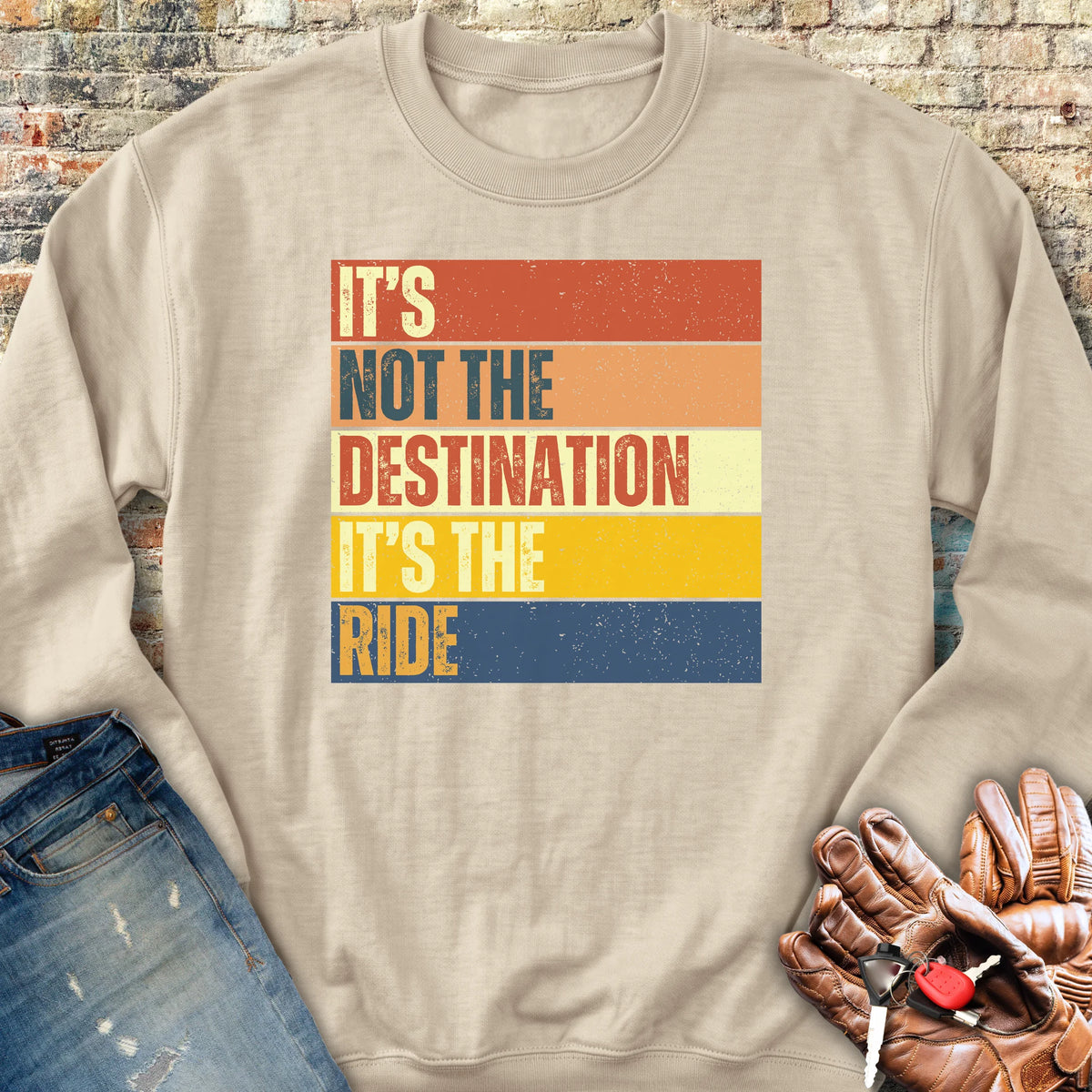 It's Not The Destination (Block) Sweatshirt - Sand