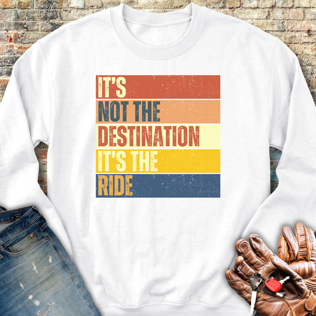 It's Not The Destination (Block) Sweatshirt - White