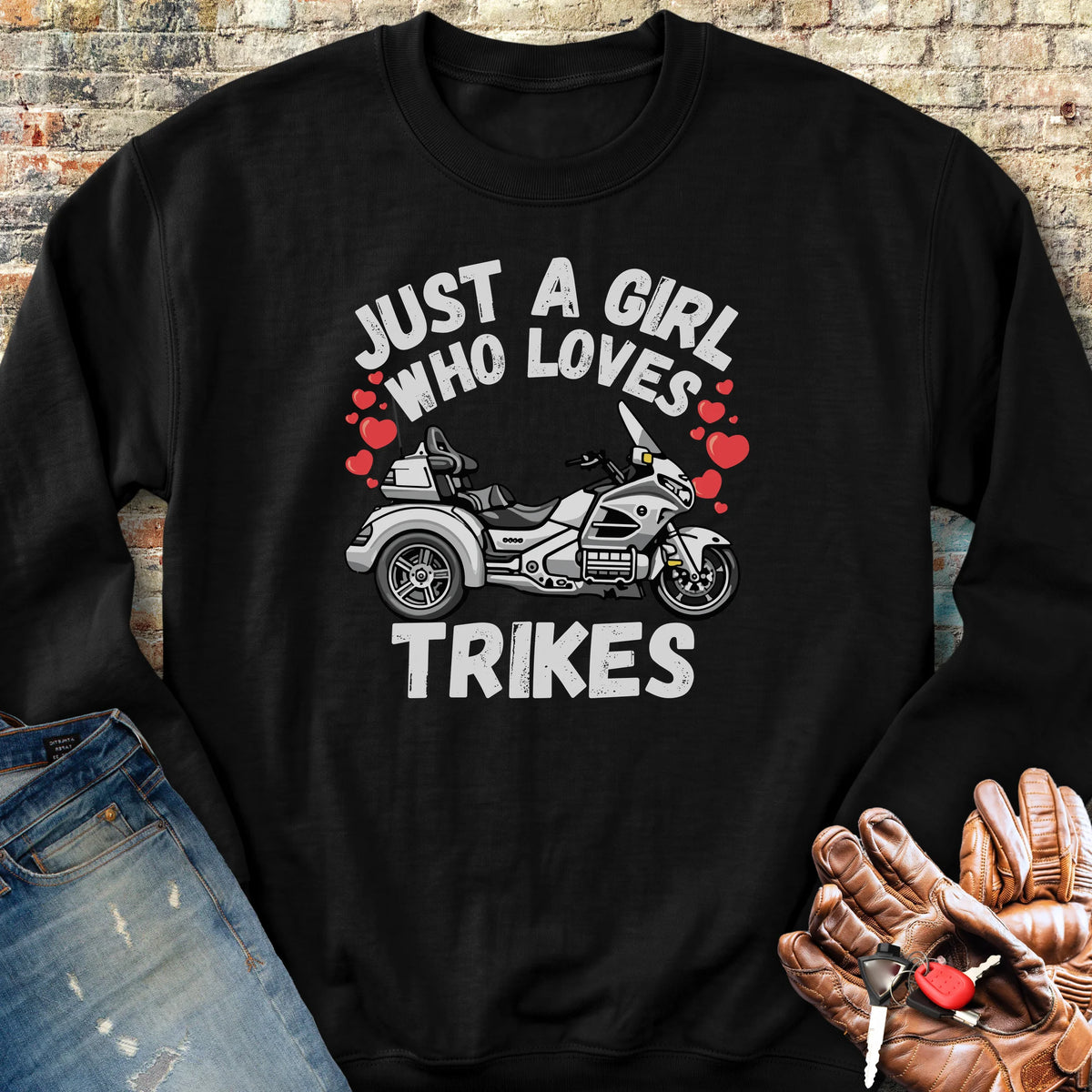 Just A Girl Who Loves Trikes Sweatshirt - Black