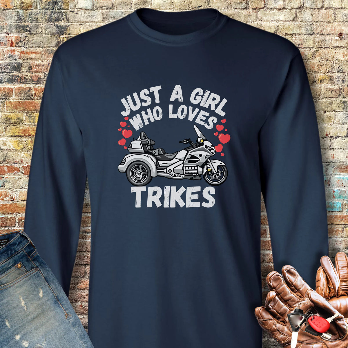 Just A Girl Who Loves Trikes Long Sleeve T-Shirt - Navy
