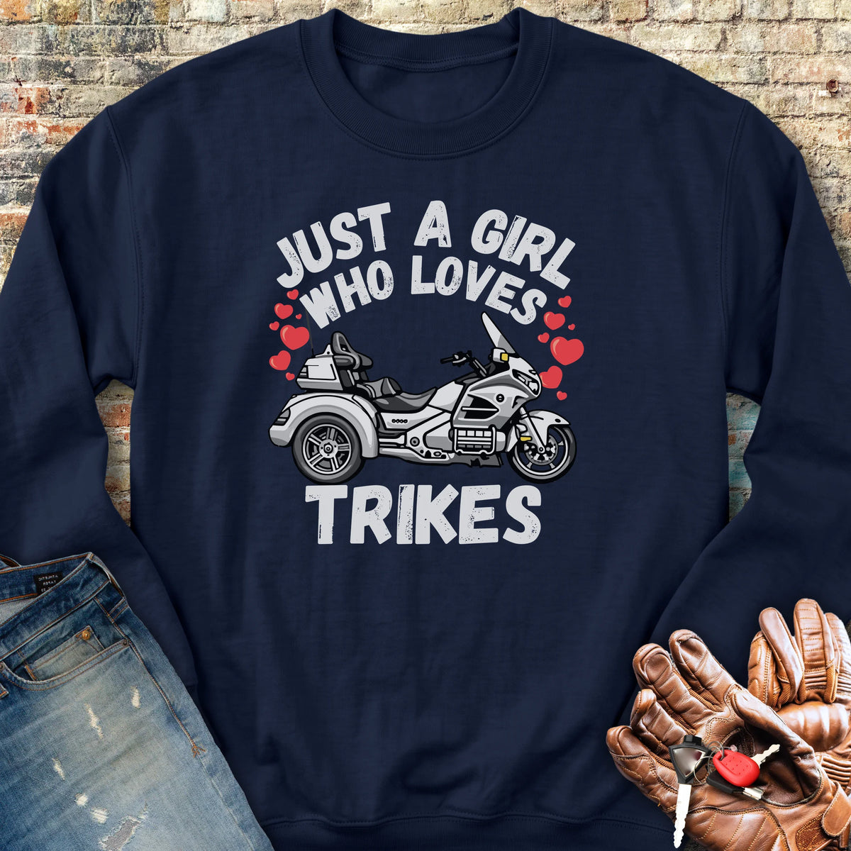 Just A Girl Who Loves Trikes Sweatshirt - Navy