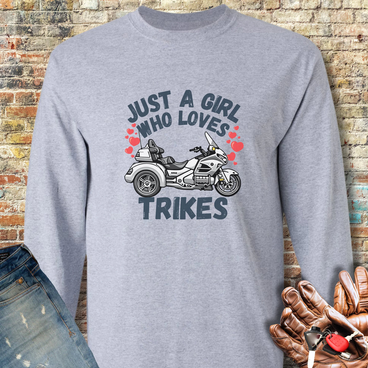 Just A Girl Who Loves Trikes Long Sleeve T-Shirt - Sport Grey
