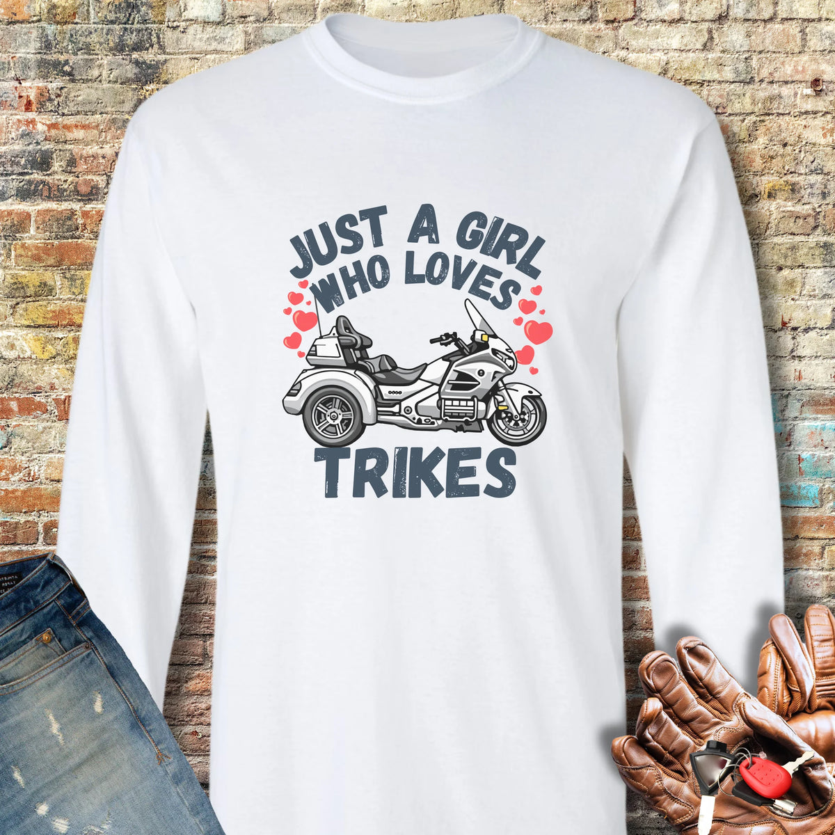 Just A Girl Who Loves Trikes Long Sleeve T-Shirt - White