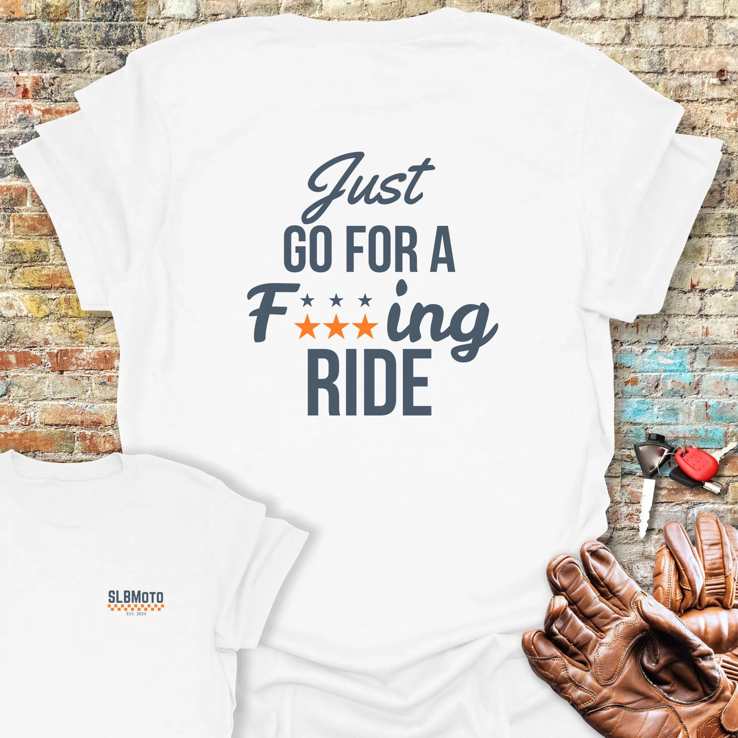 Just Go For A Ride Back Print T-Shirt - White