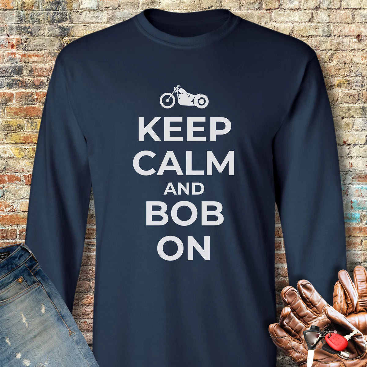 Keep Calm And Bob On Long Sleeve T-Shirt - Navy