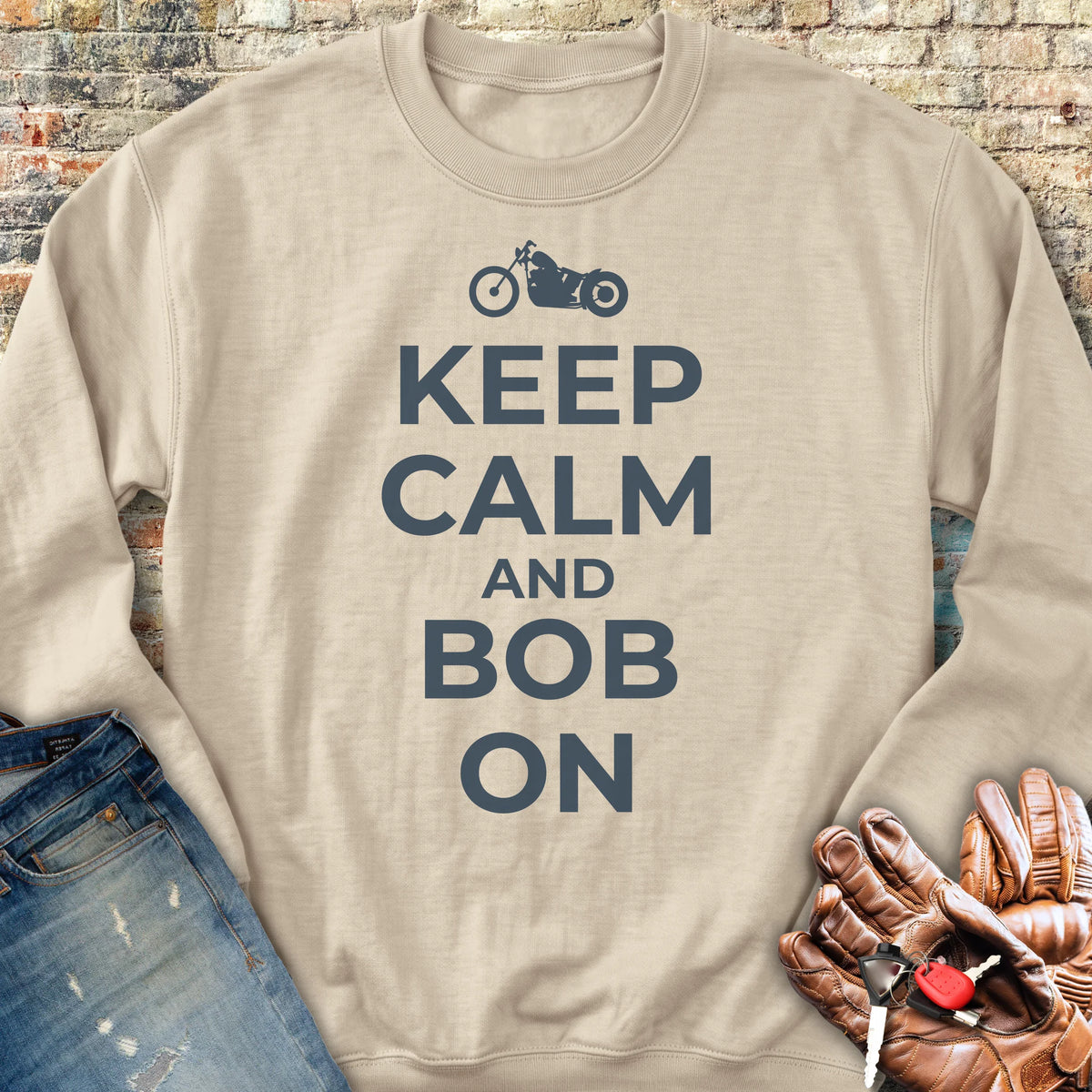 Keep Calm And Bob On Sweatshirt - Sand