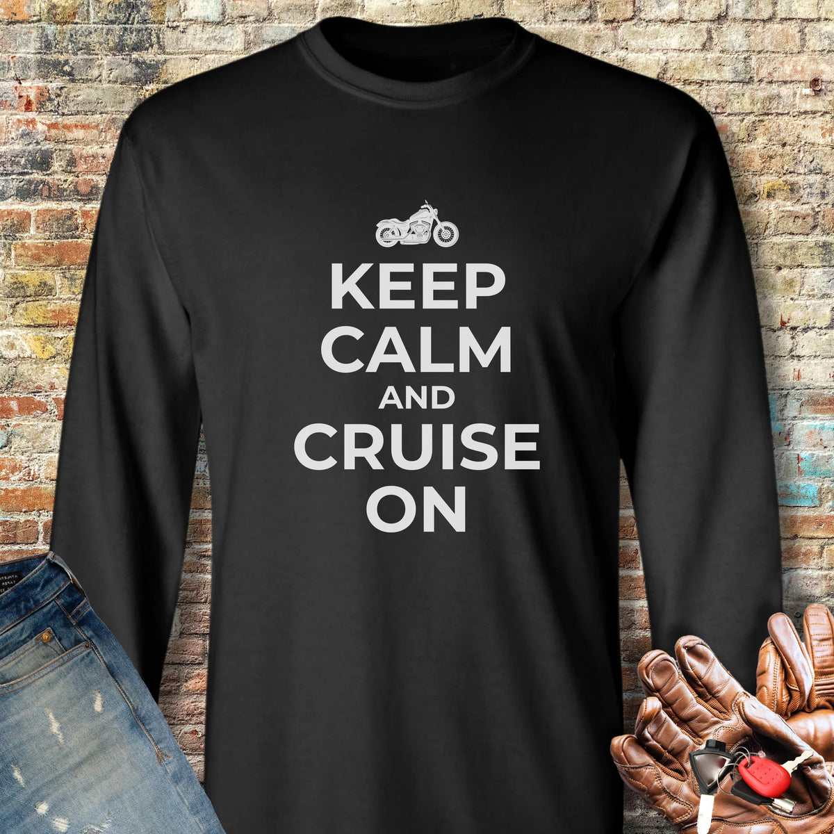 Keep Calm And Cruise On Long Sleeve T-Shirt - Black