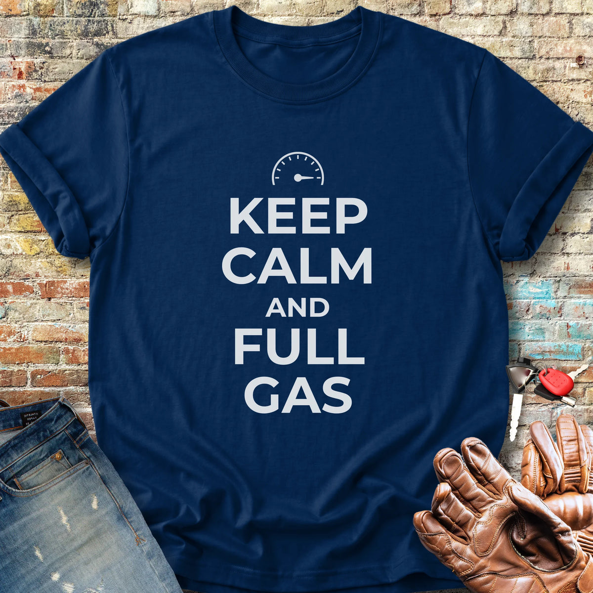Keep Calm And Full Gas Classic T-Shirt - Navy