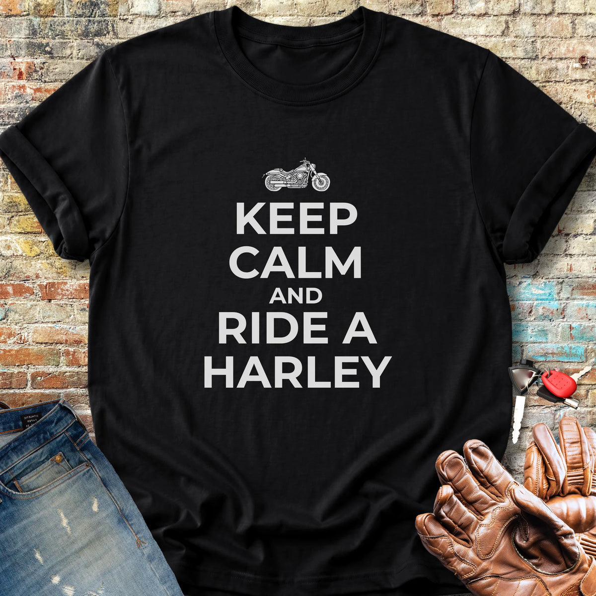 Keep Calm And Ride A Harley Classic T-Shirt - Black