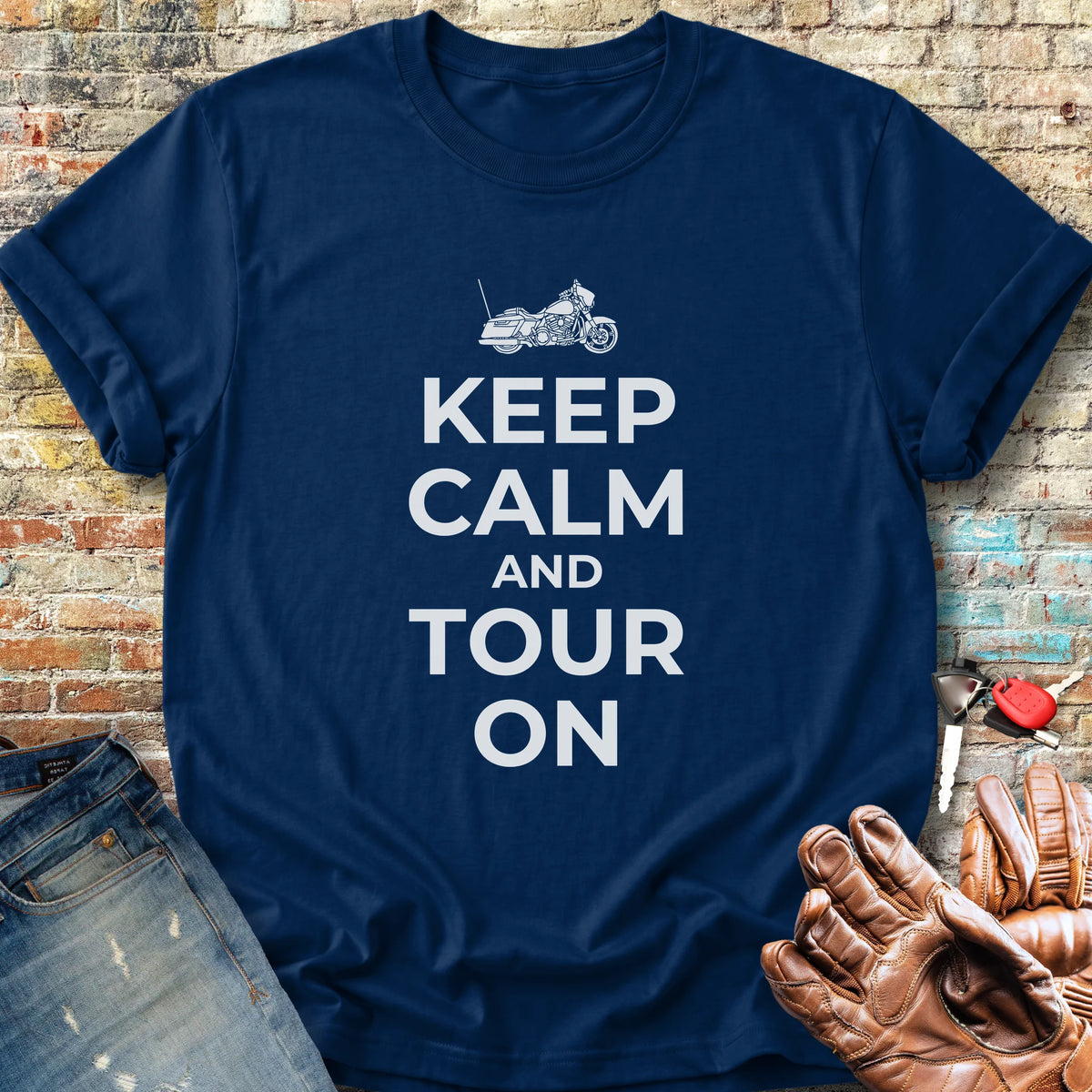 Keep Calm And Tour On Classic T-Shirt - Navy