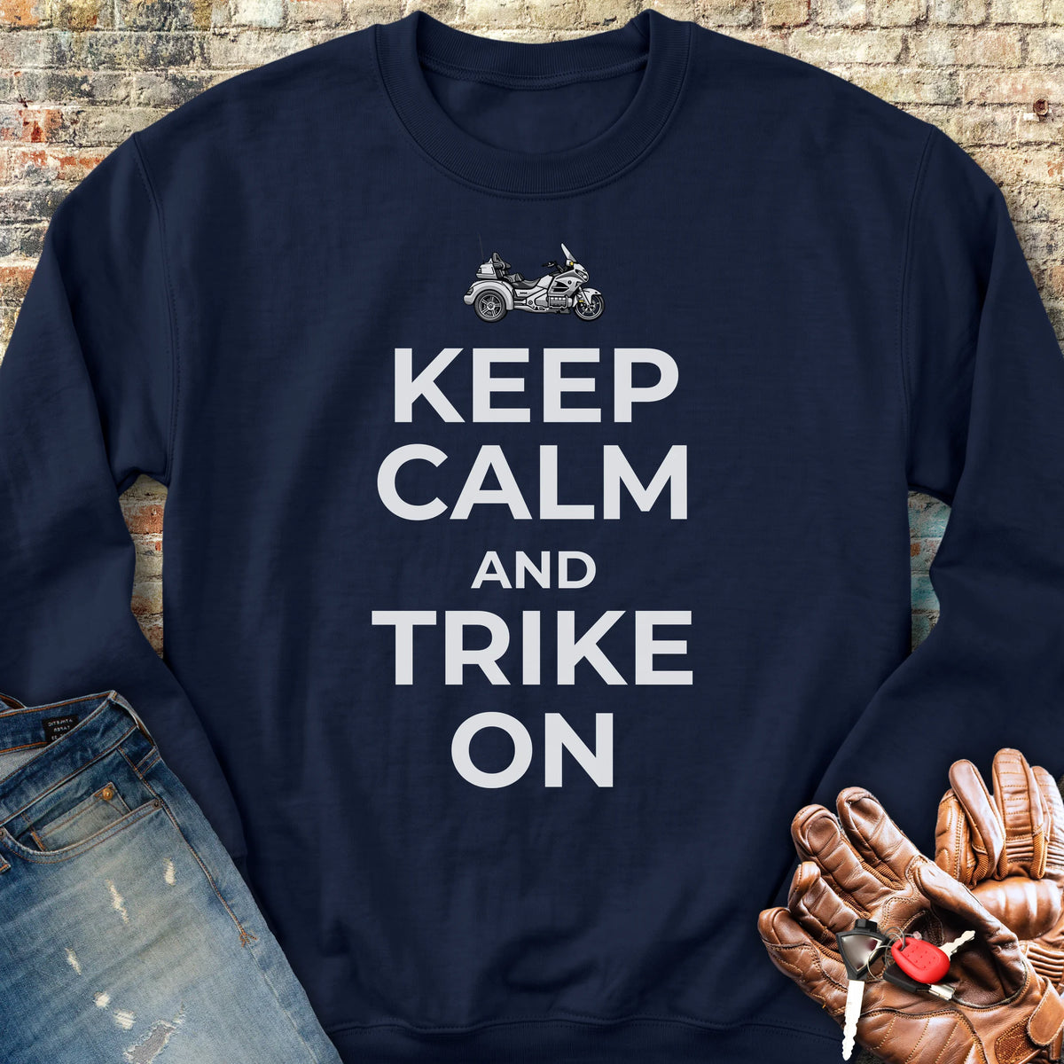 Keep Calm And Trike On Sweatshirt - Navy