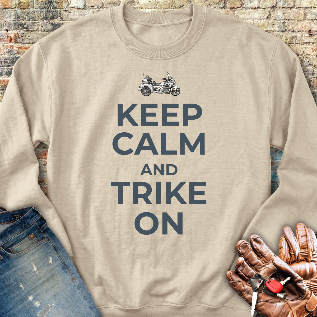 Keep Calm And Trike On Sweatshirt - Sand