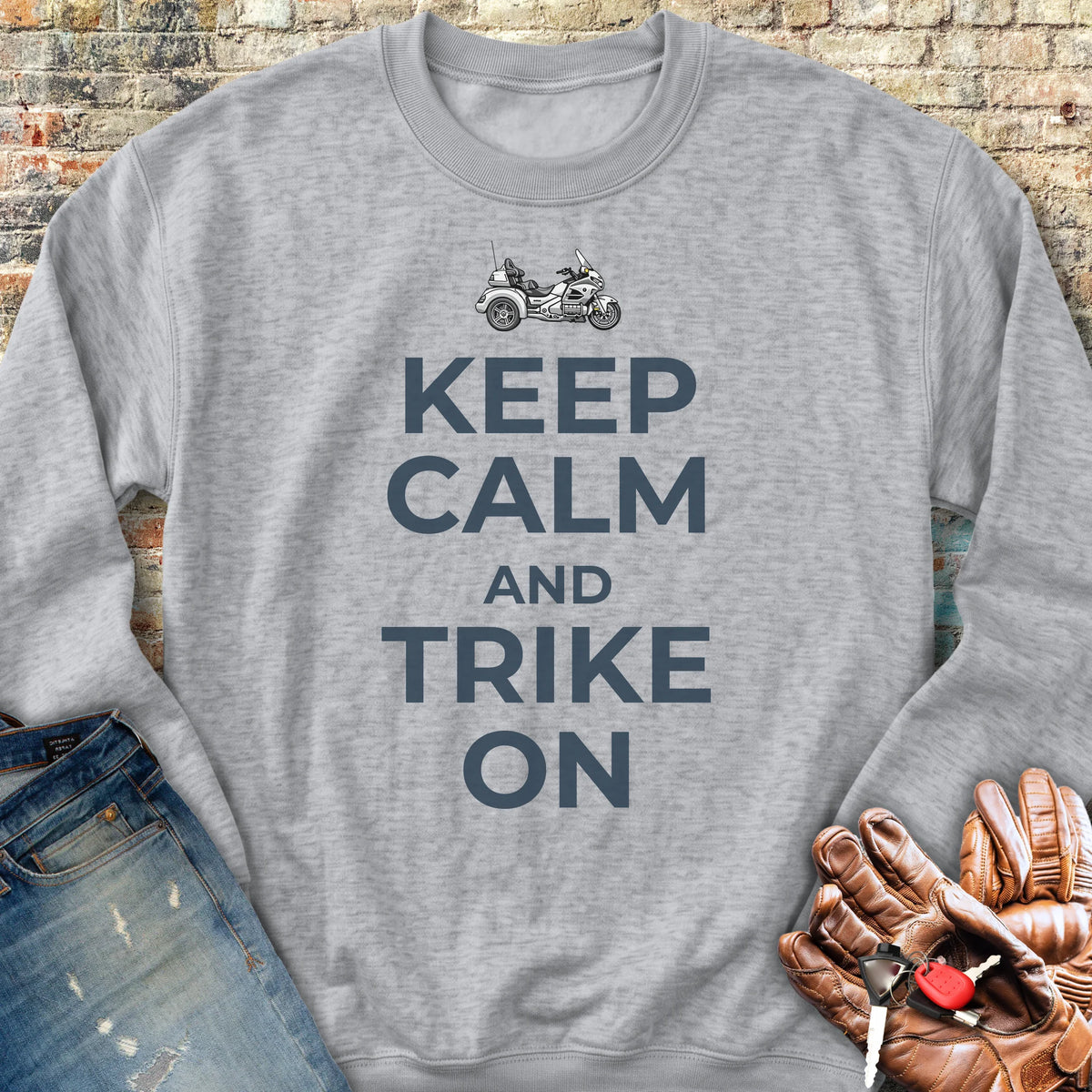 Keep Calm And Trike On Sweatshirt - Sport Grey