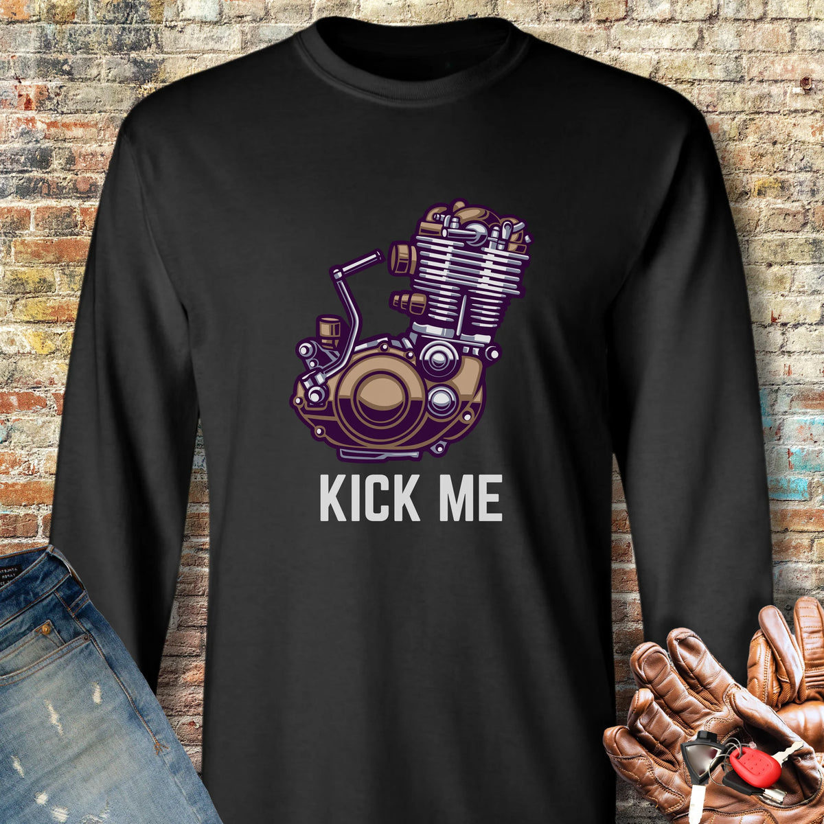 Kick Me Long Sleeve T-Shirt - Black