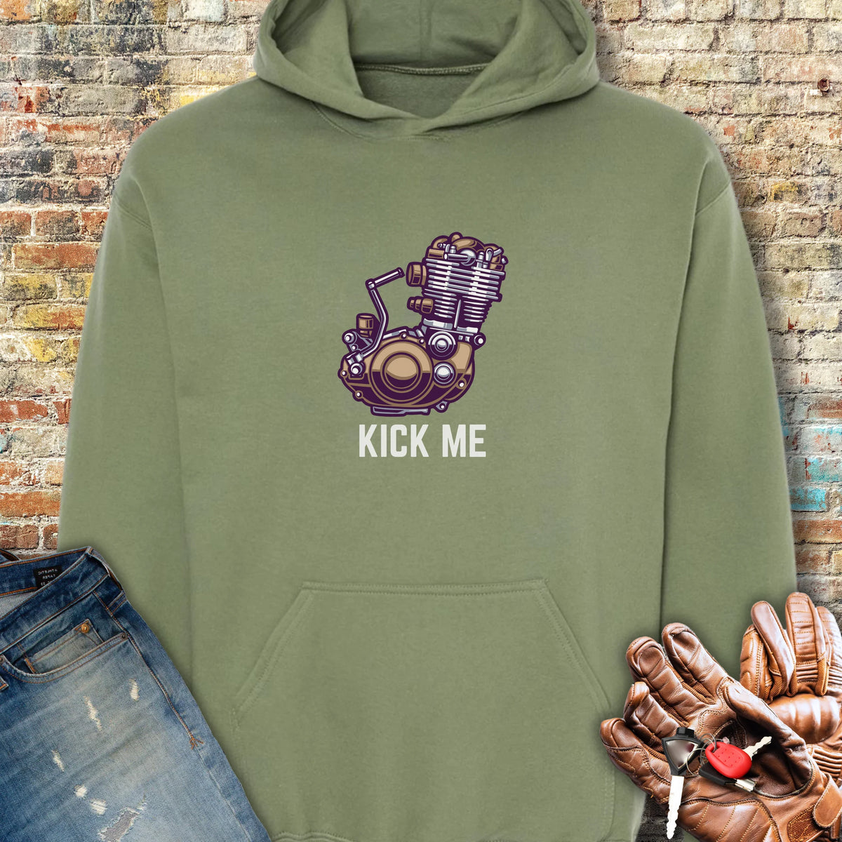 Kick Me Hoodie - Military Green