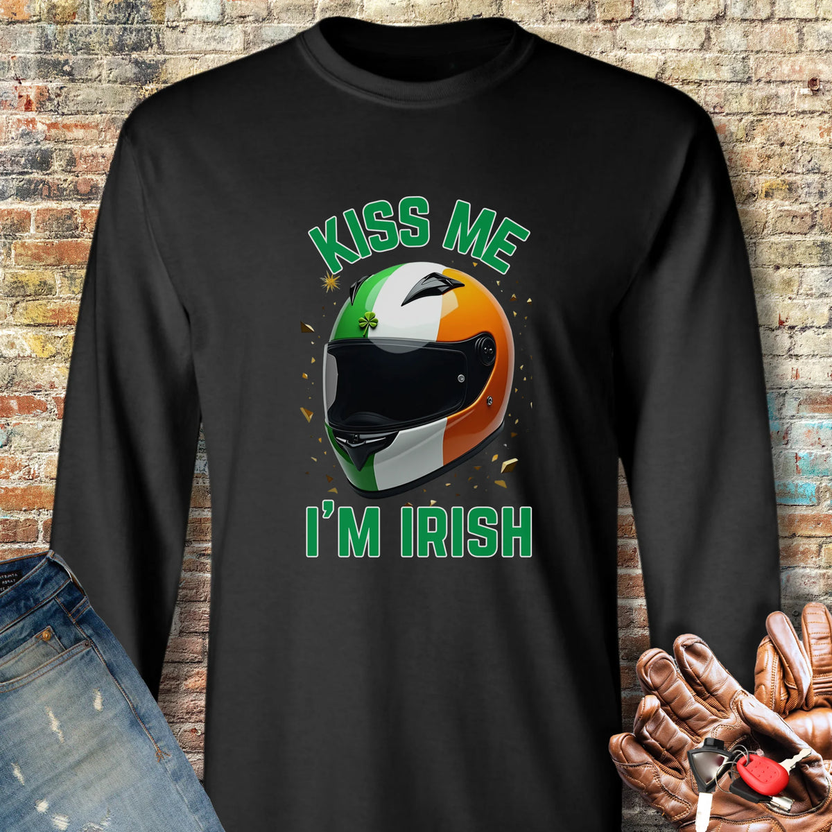 Kiss Me (Helmet) Long Sleeve T-Shirt - Black