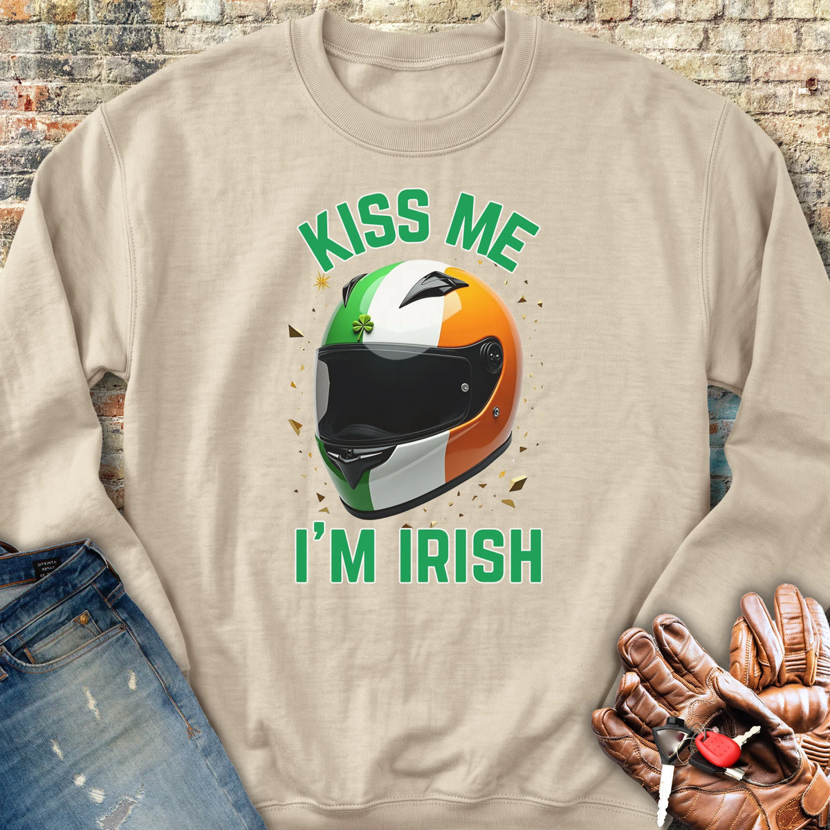 Kiss Me (Helmet) Sweatshirt - Sand