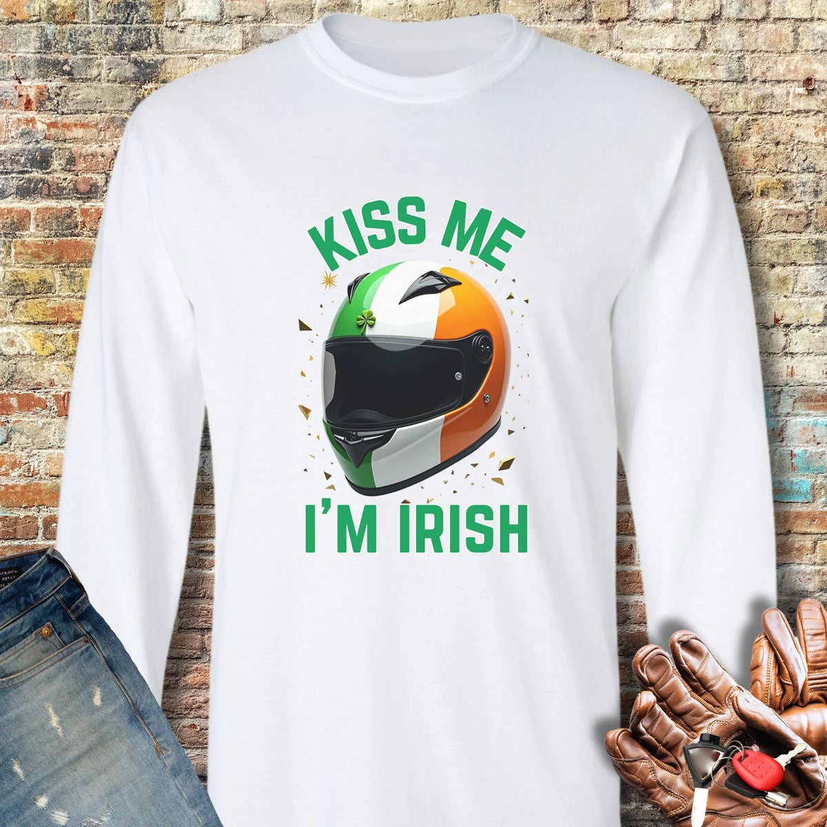 Kiss Me (Helmet) Long Sleeve T-Shirt - White