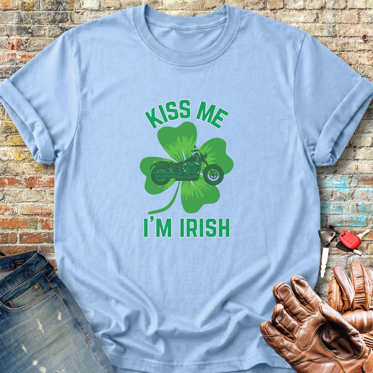 Kiss Me (Shamrock) Classic T-Shirt - Light Blue