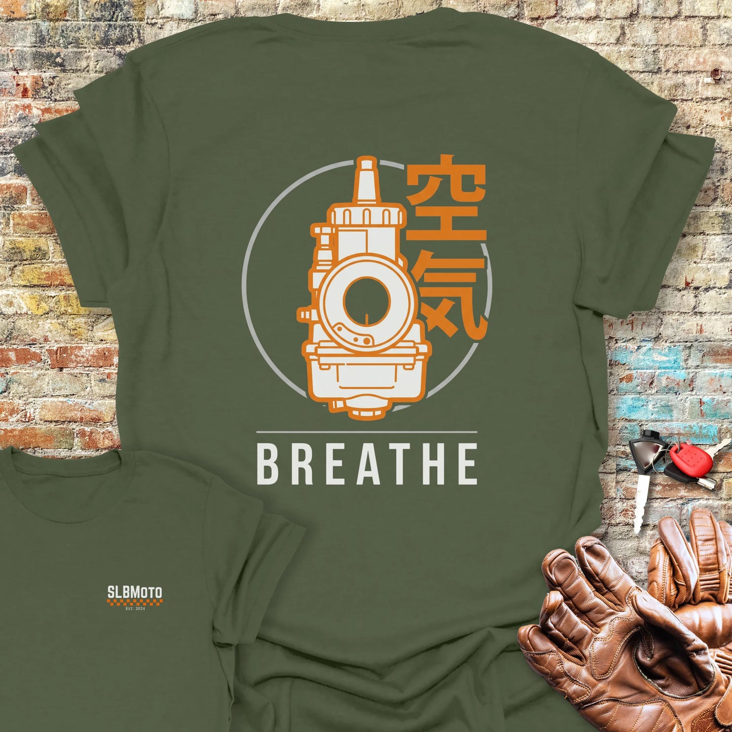 Kuki Back Print T-Shirt - Military Green