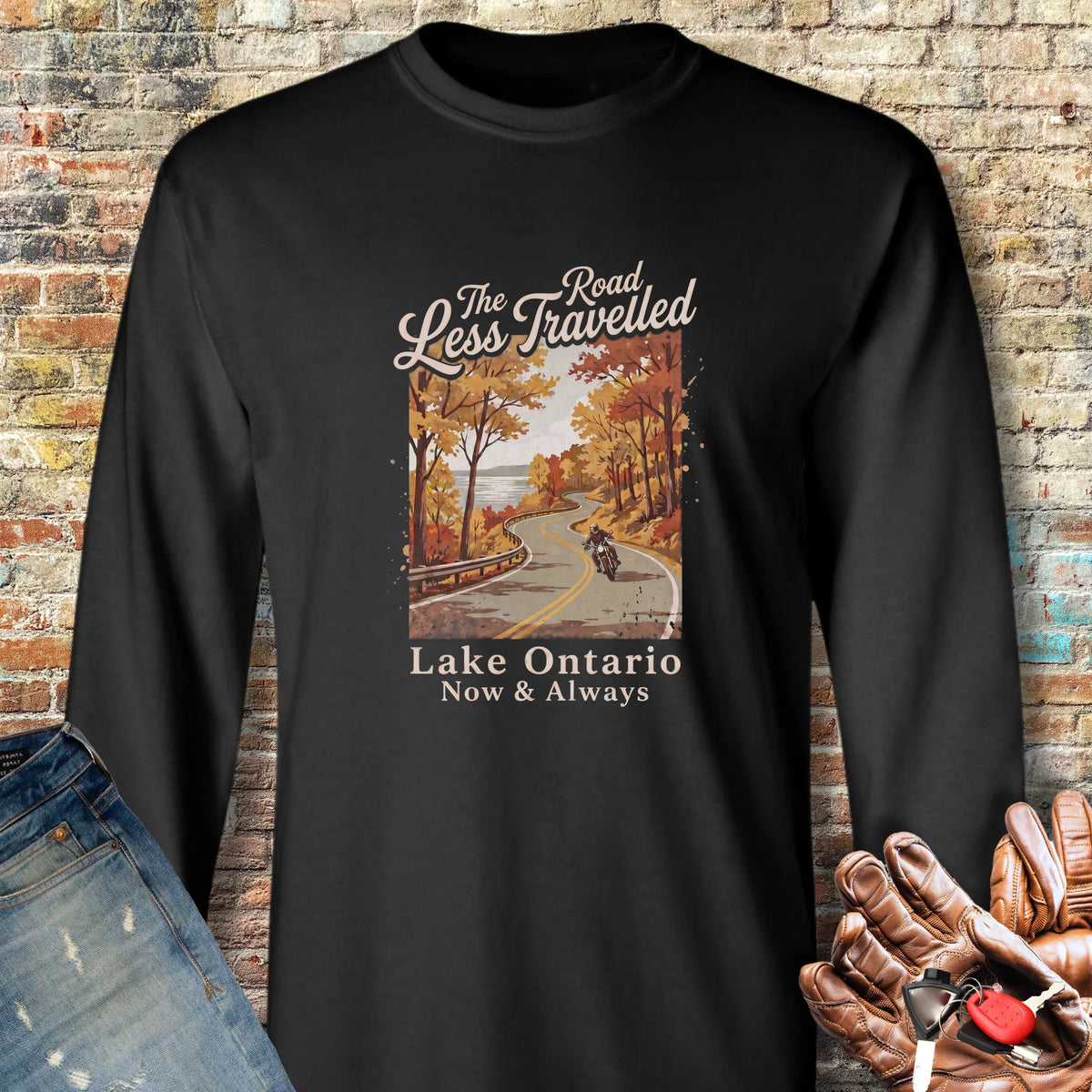 Lake Ontario Long Sleeve T-Shirt - Black