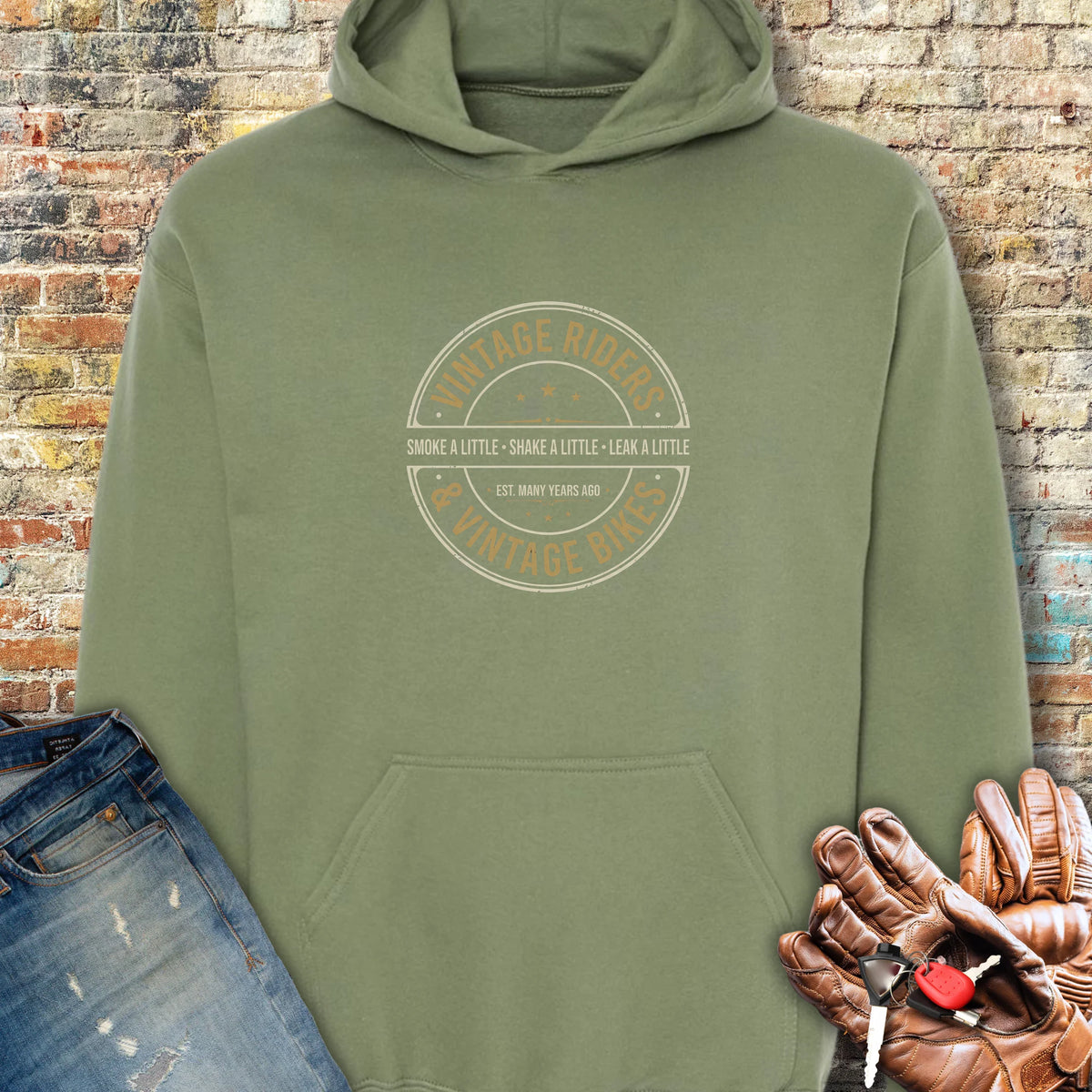 Leak A Little Hoodie - Military Green