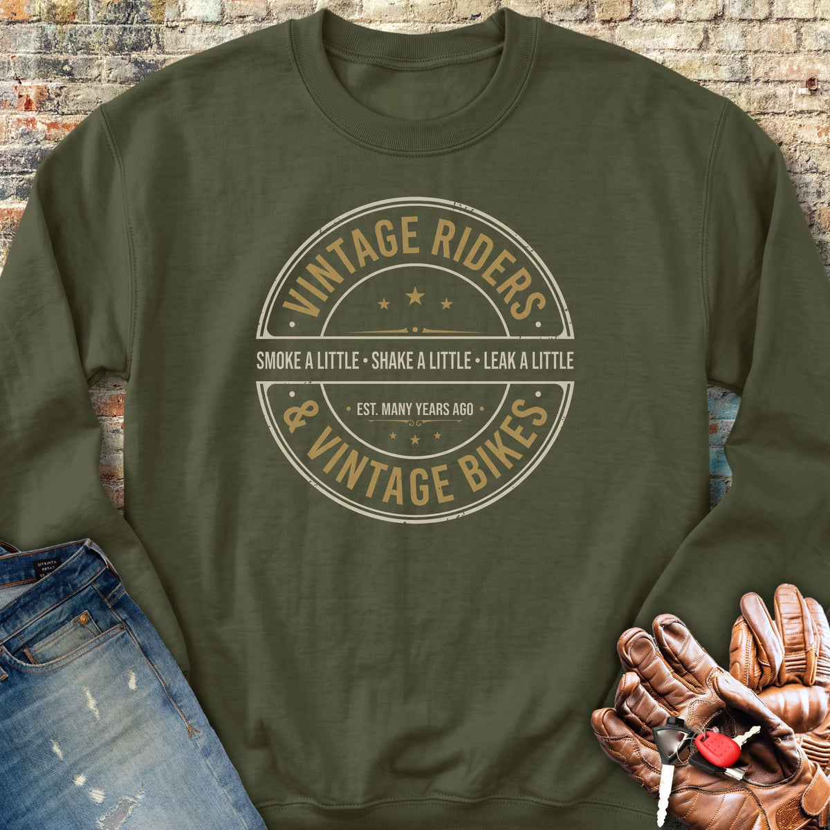 Leak A Little Sweatshirt - Military Green