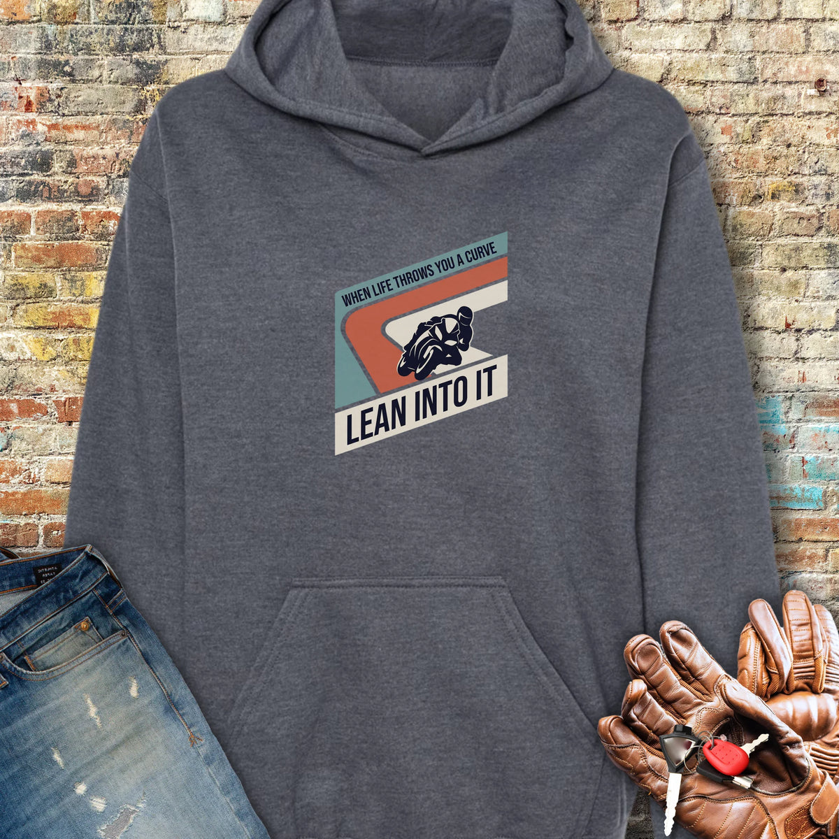 Lean Into It Hoodie - Dark Heather