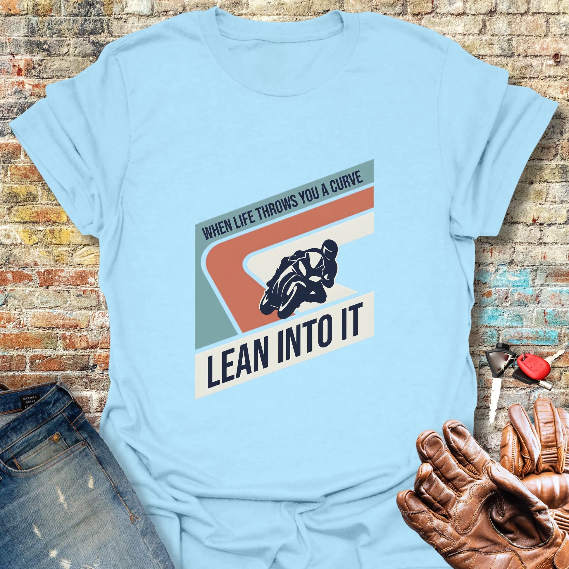 Lean Into It T-Shirt - Light Blue