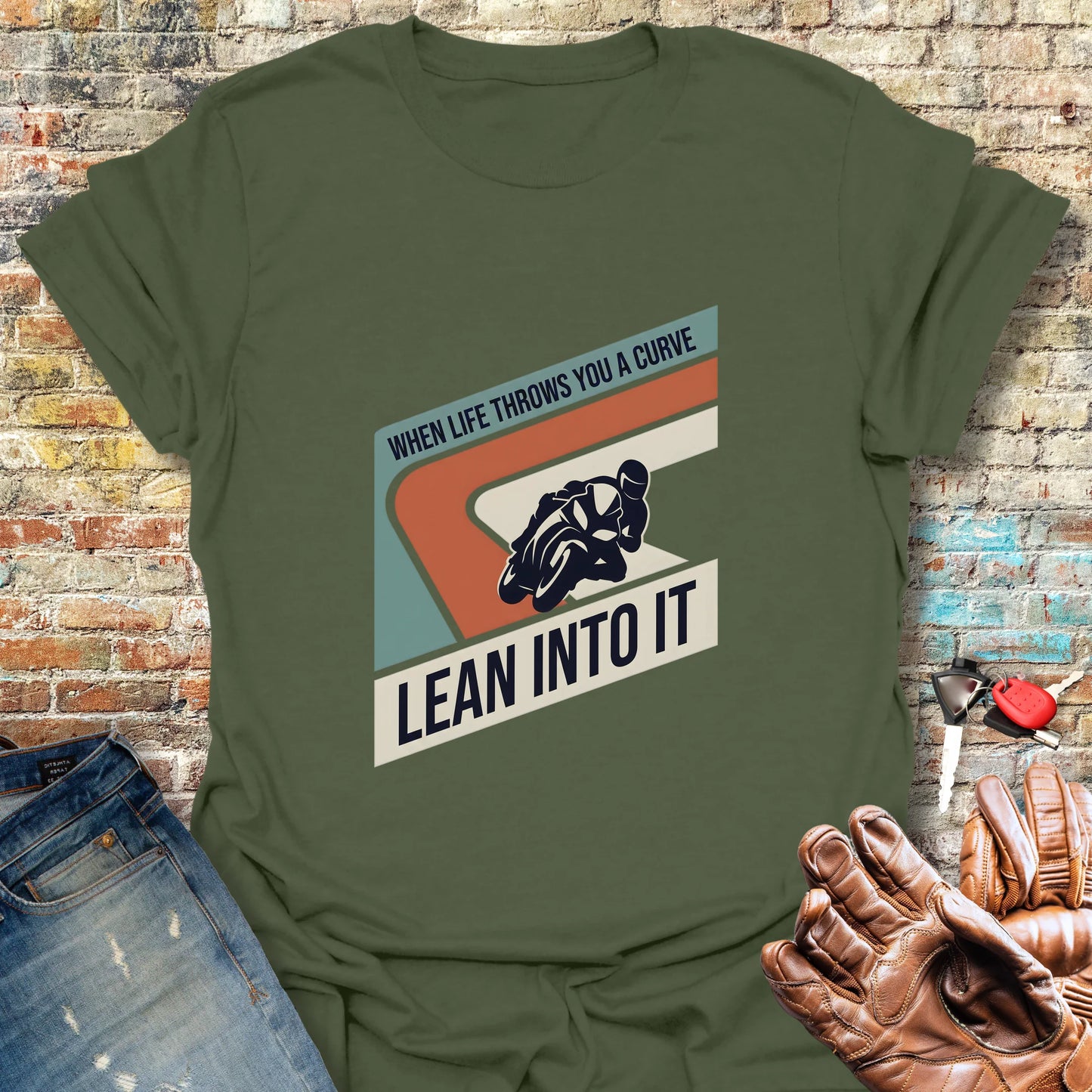 Lean Into It T-Shirt - Military Green