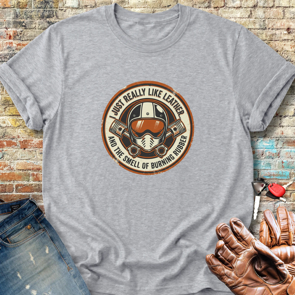 Leather & Rubber Classic T-Shirt - Sport Grey