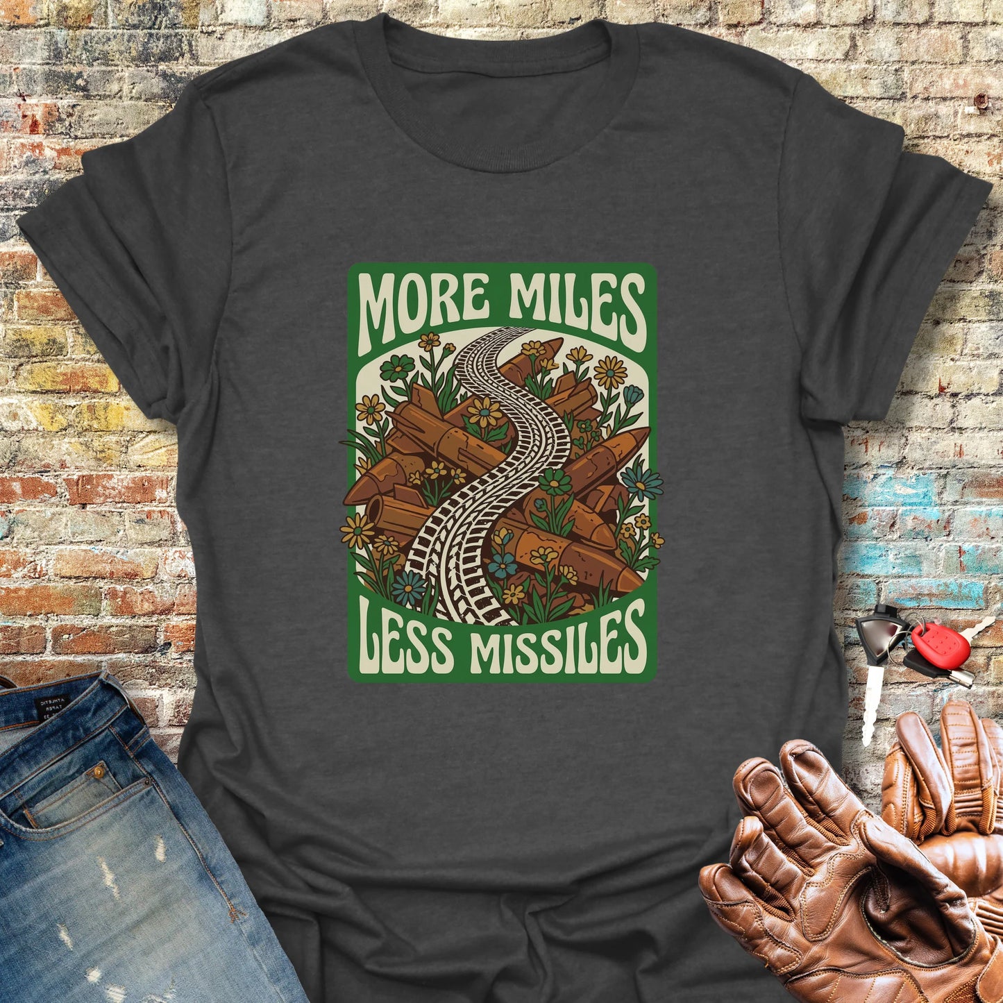 Less Missiles T-Shirt - Dark Heather
