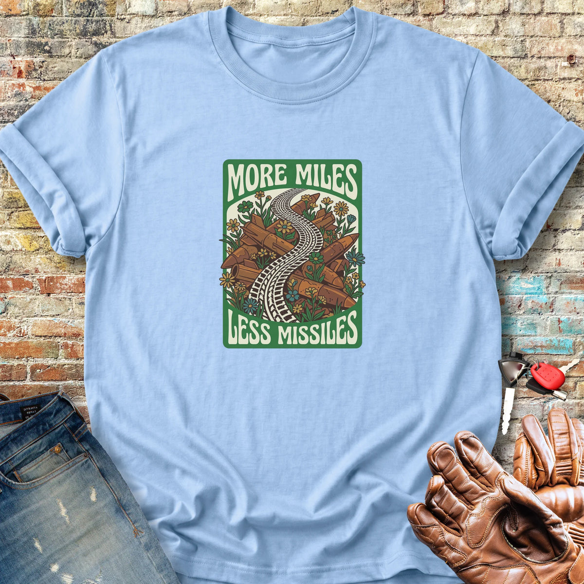 Less Missiles Classic T-Shirt - Light Blue