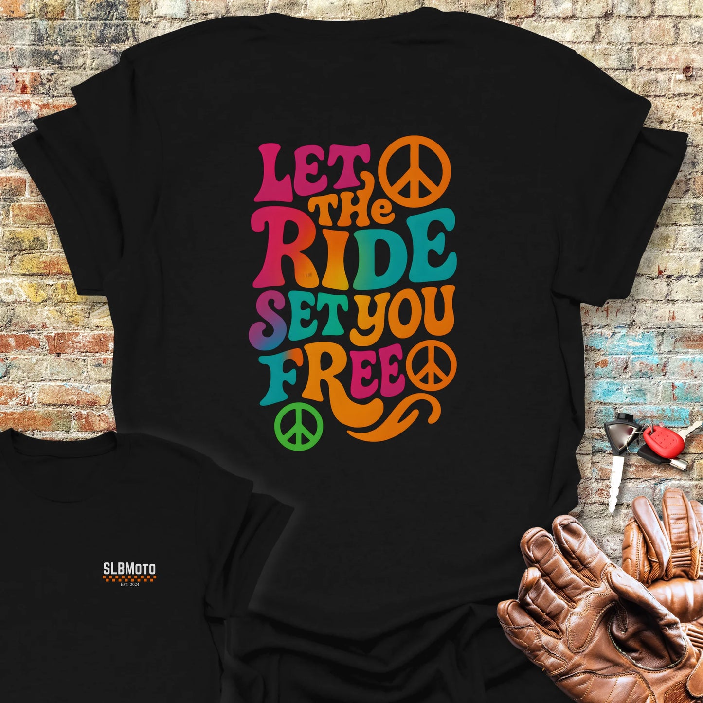 Let The Ride Back Print T-Shirt - Black