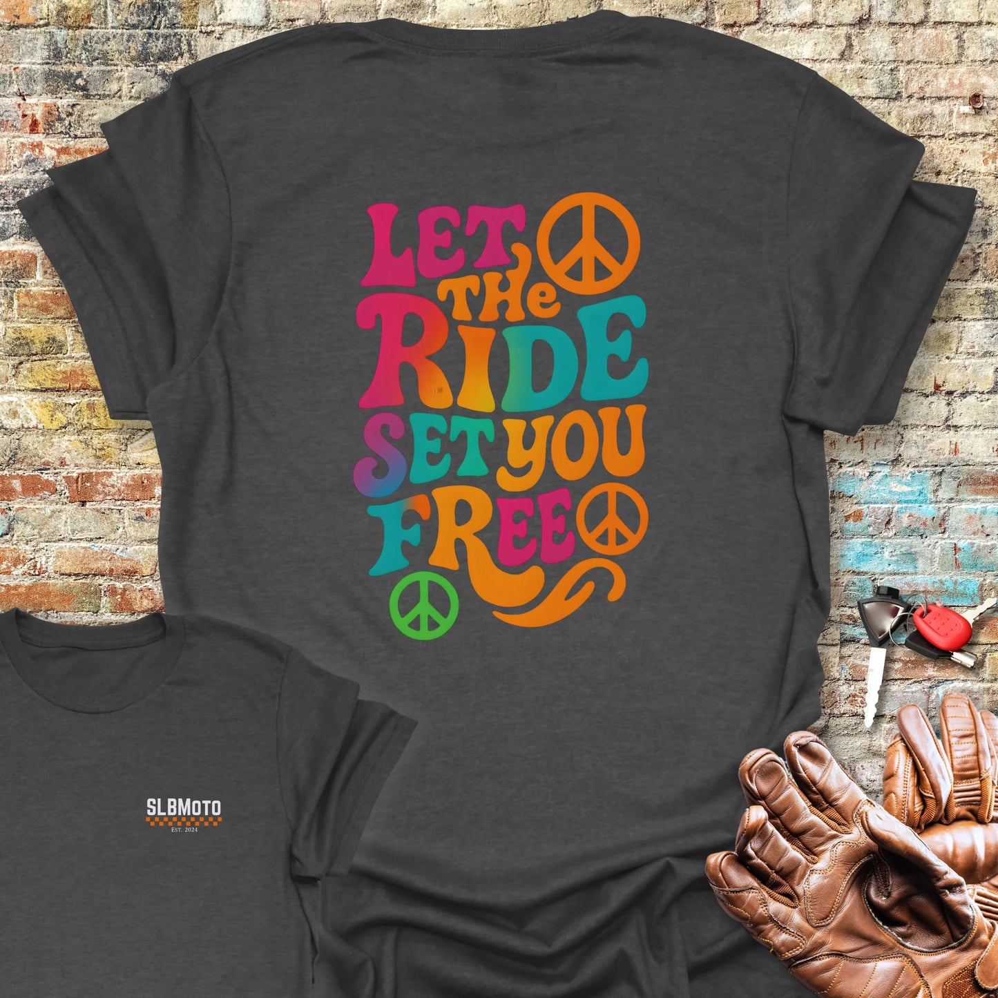 Let The Ride Back Print T-Shirt - Dark Heather