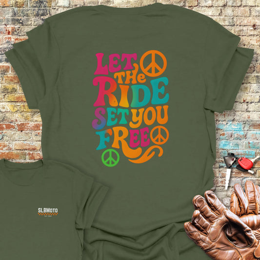 Let The Ride Back Print T-Shirt - Military Green
