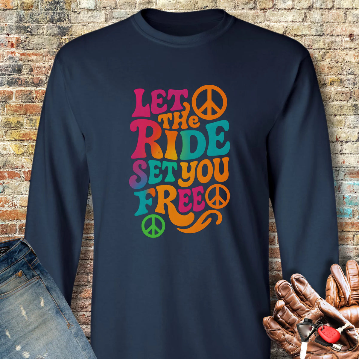 Let The Ride Long Sleeve T-Shirt - Navy