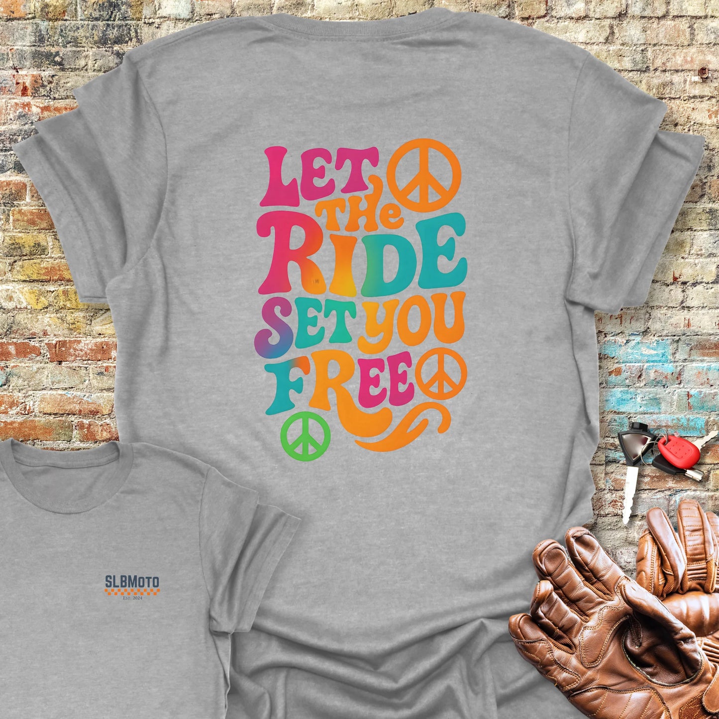 Let The Ride Back Print T-Shirt - Sport Grey