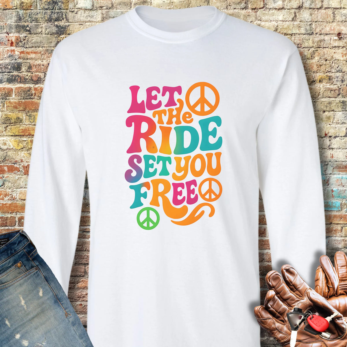 Let The Ride Long Sleeve T-Shirt - White