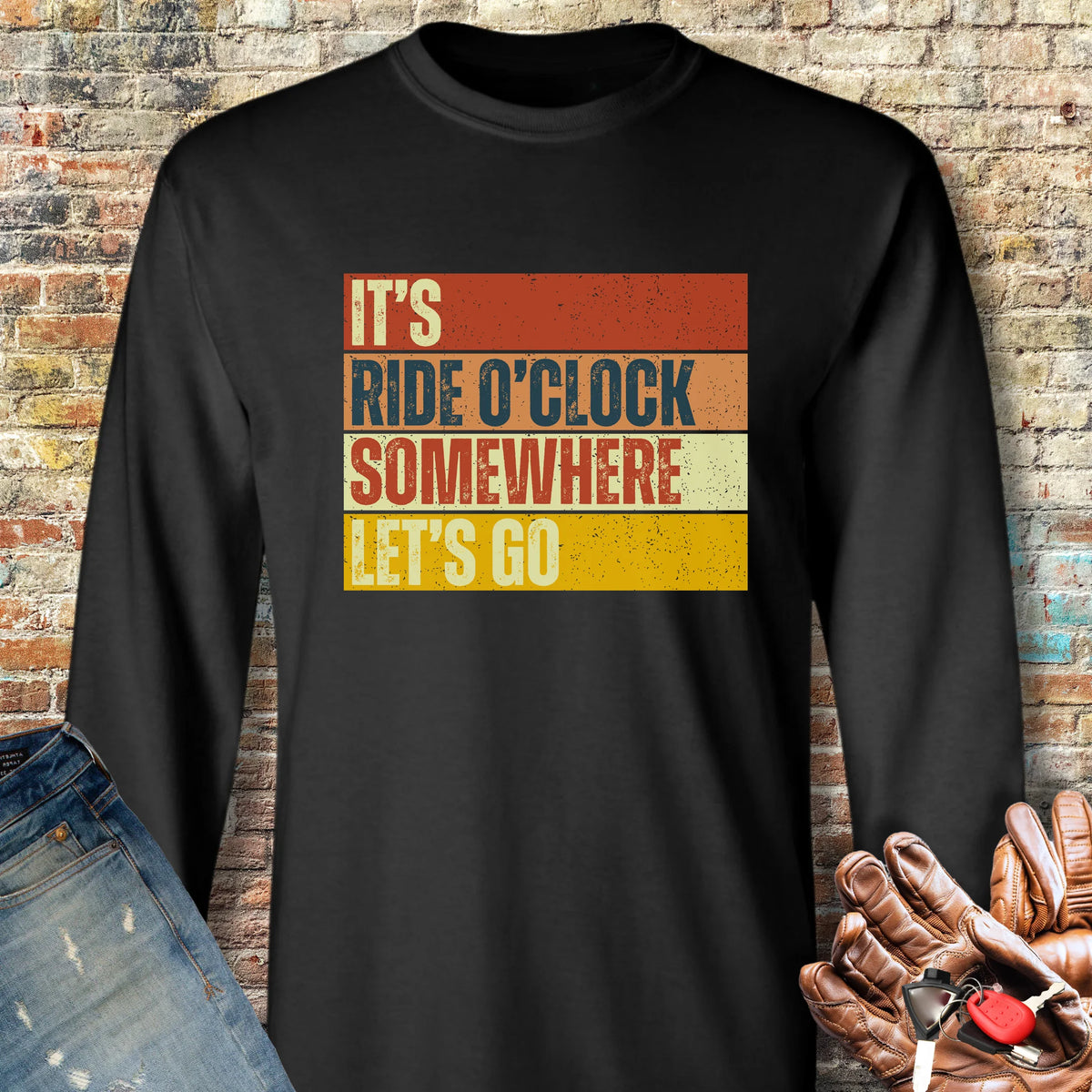 Let's Go (Block) Long Sleeve T-Shirt - Black
