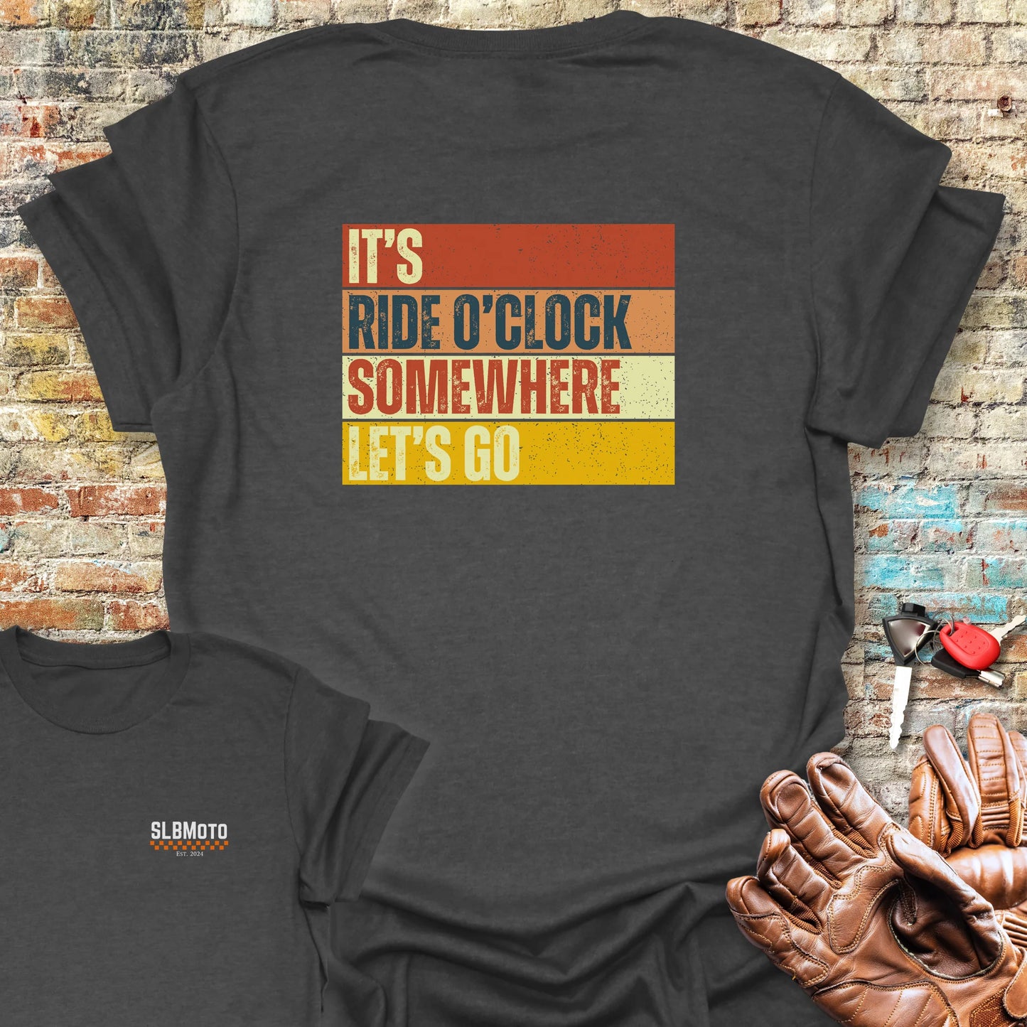 Let's Go (Block) Back Print T-Shirt - Dark Heather