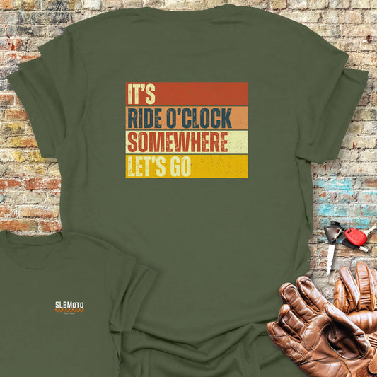 Let's Go (Block) Back Print T-Shirt - Military Green