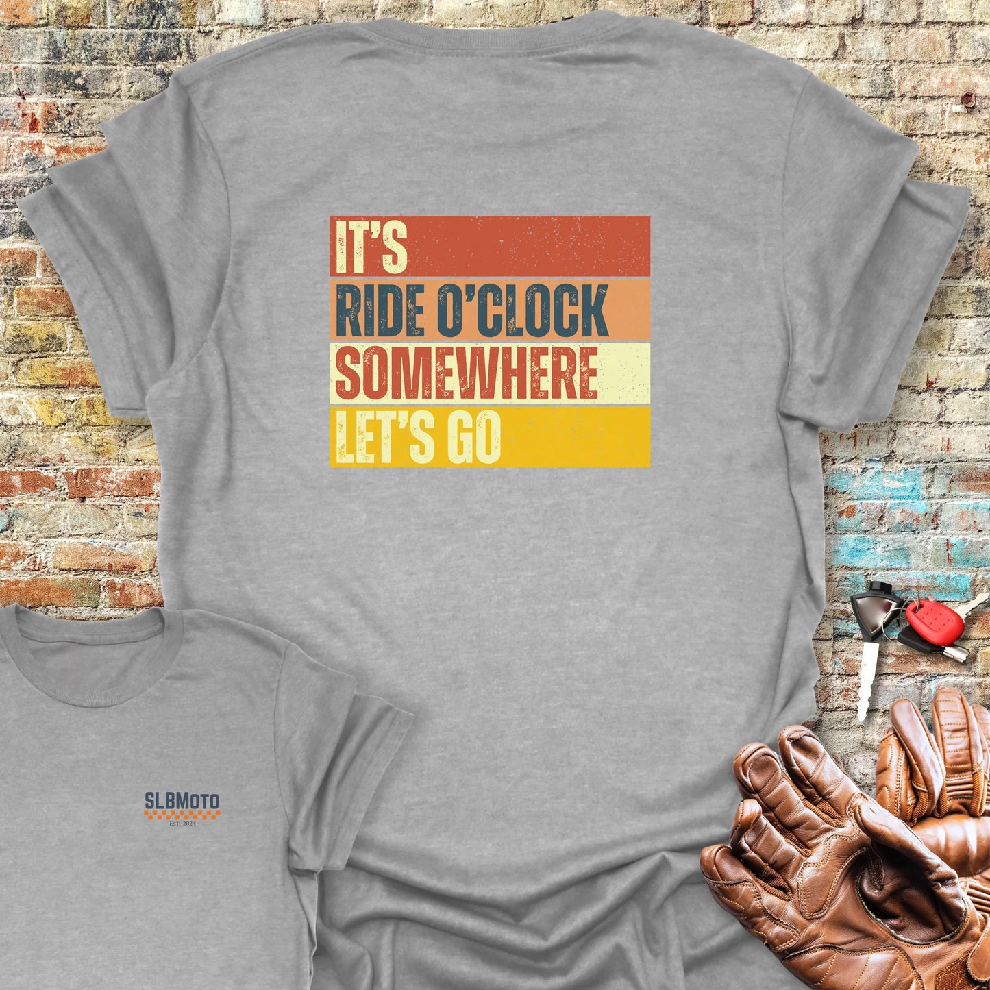 Let's Go (Block) Back Print T-Shirt - Sport Grey