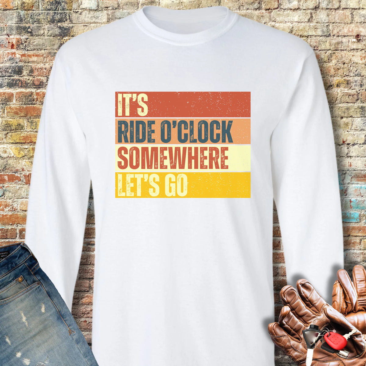 Let's Go (Block) Long Sleeve T-Shirt - White