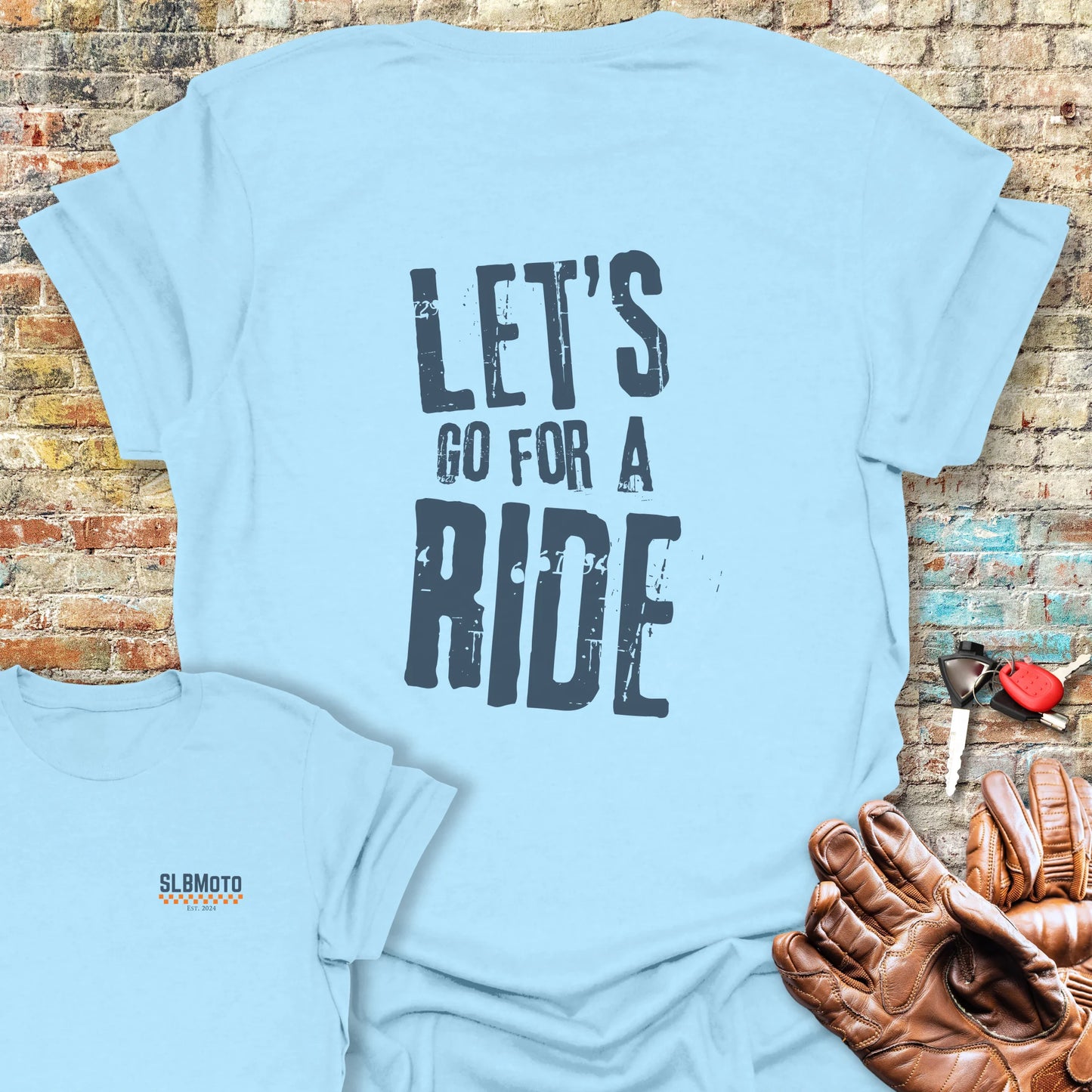 Let's Go Large Back Print T-Shirt - Light Blue