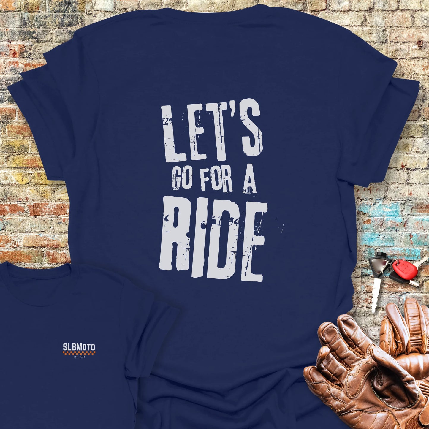 Let's Go Large Back Print T-Shirt - Navy