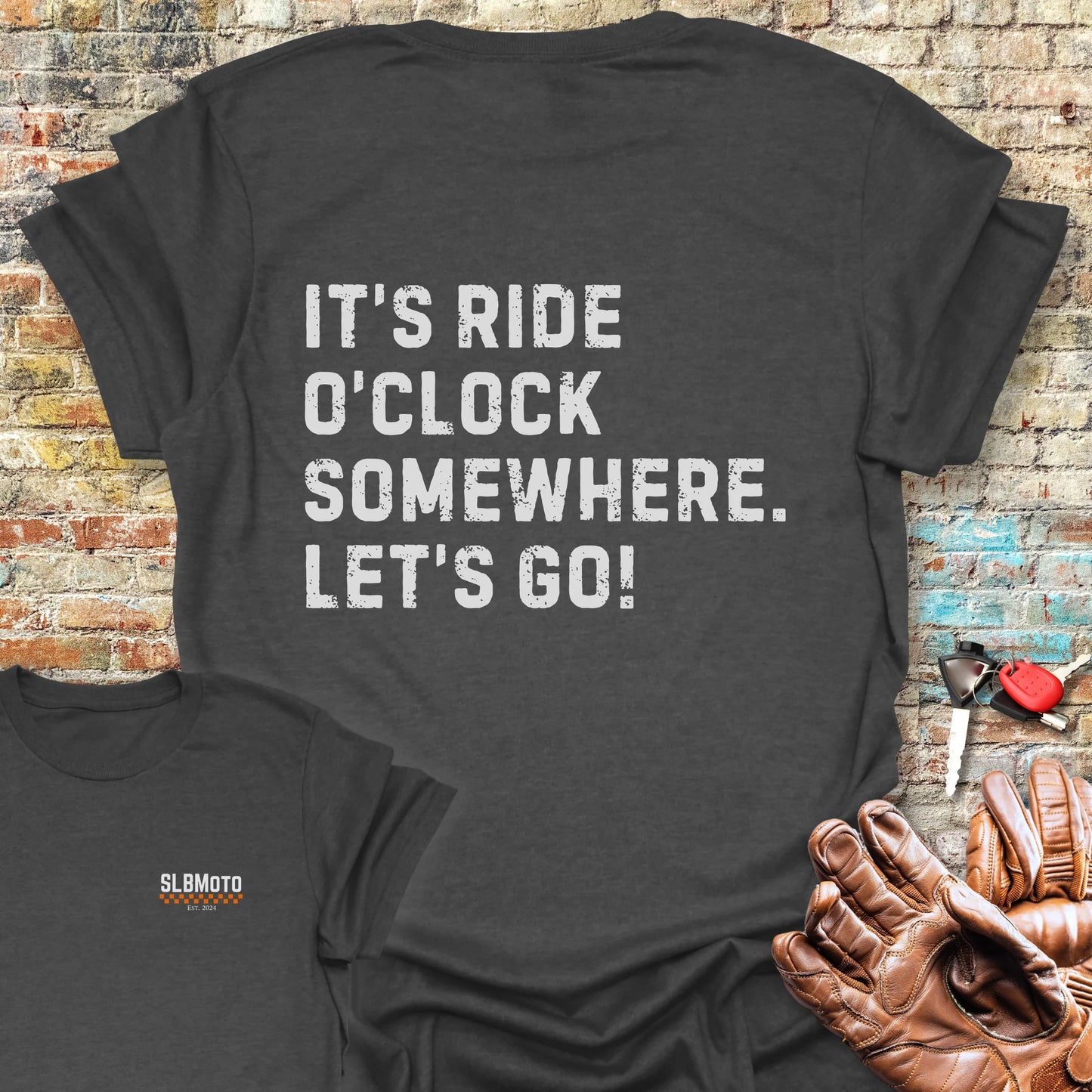 Let's Go (Text) Back Print T-Shirt - Dark Heather